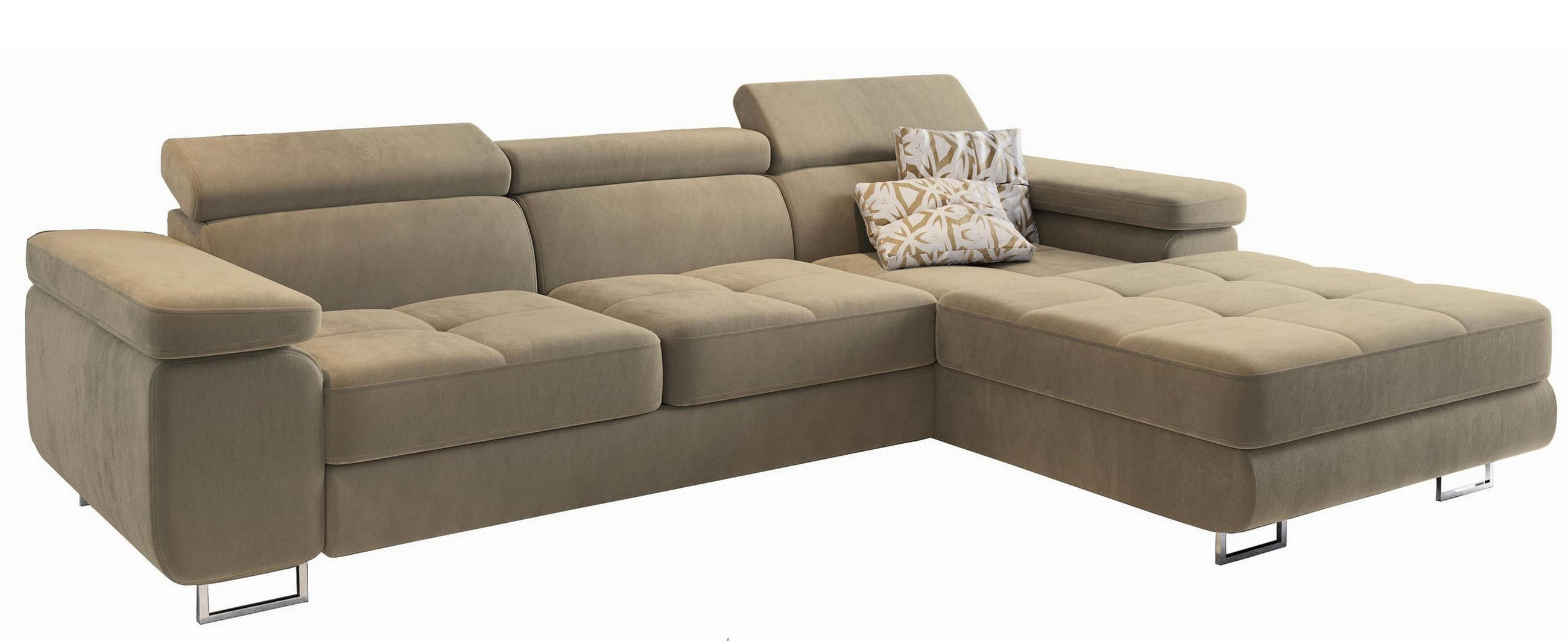 ROHOVÁ SEDAČKA ELMA krémová - stříbrná/krémová, kov/dřevo (280/205cm) - MASSENO