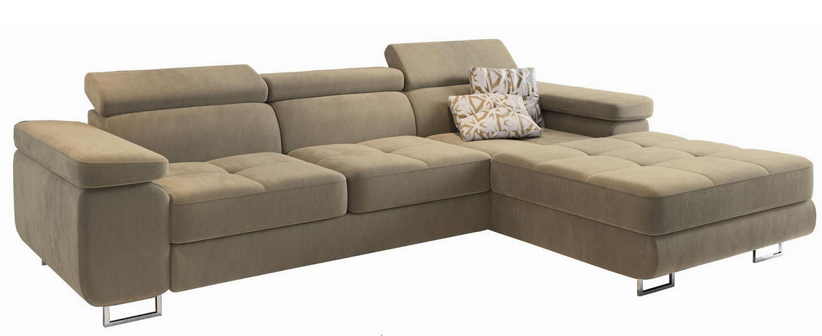 ROHOVÁ SEDAČKA ELMA krémová - stříbrná/krémová, kov/dřevo (280/205cm) - MASSENO