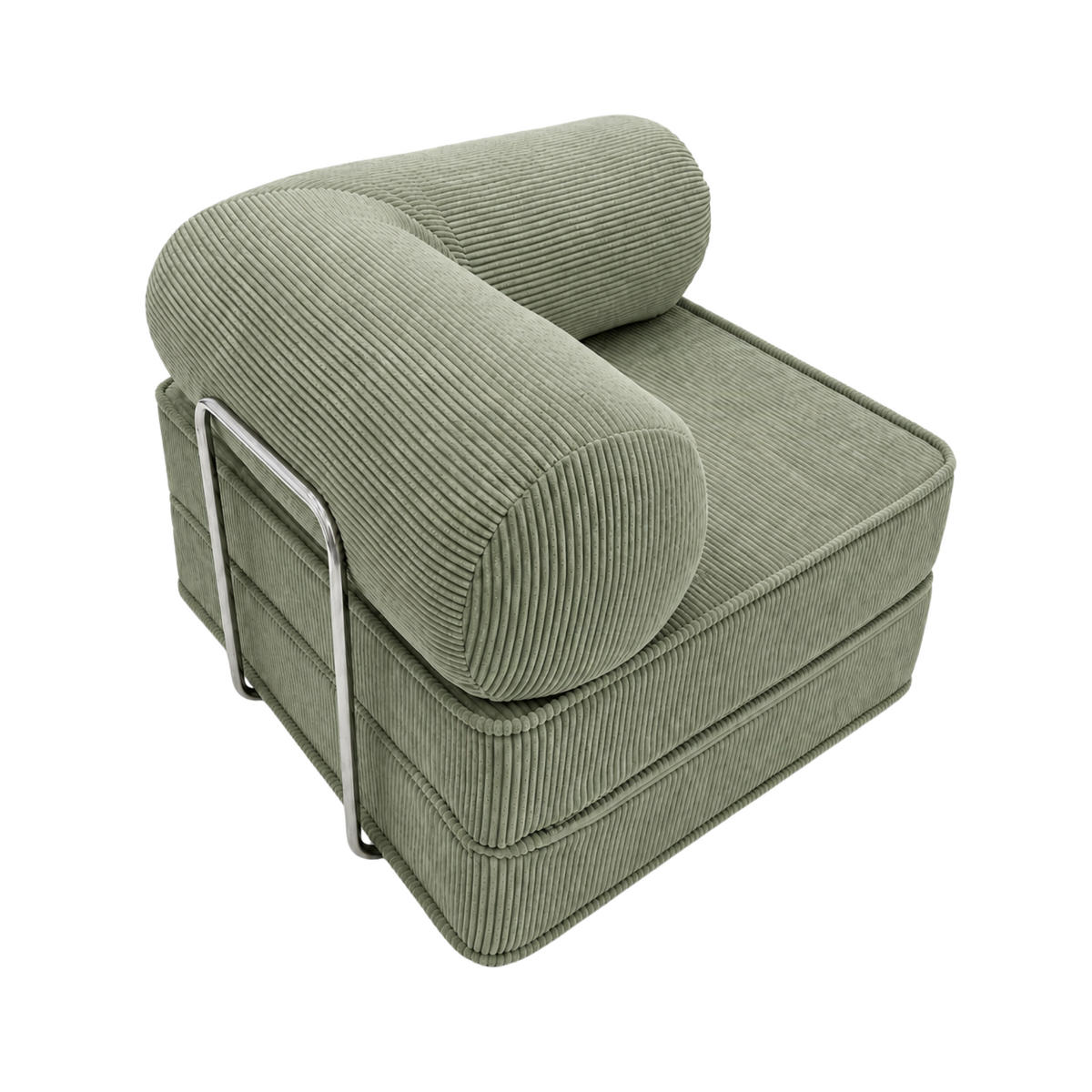 MINIMALISTISCHE Lounge Sitzgelegenheit aus Cord Olivgrün - Olivgrün, Textil (100/70/100cm) - SURB