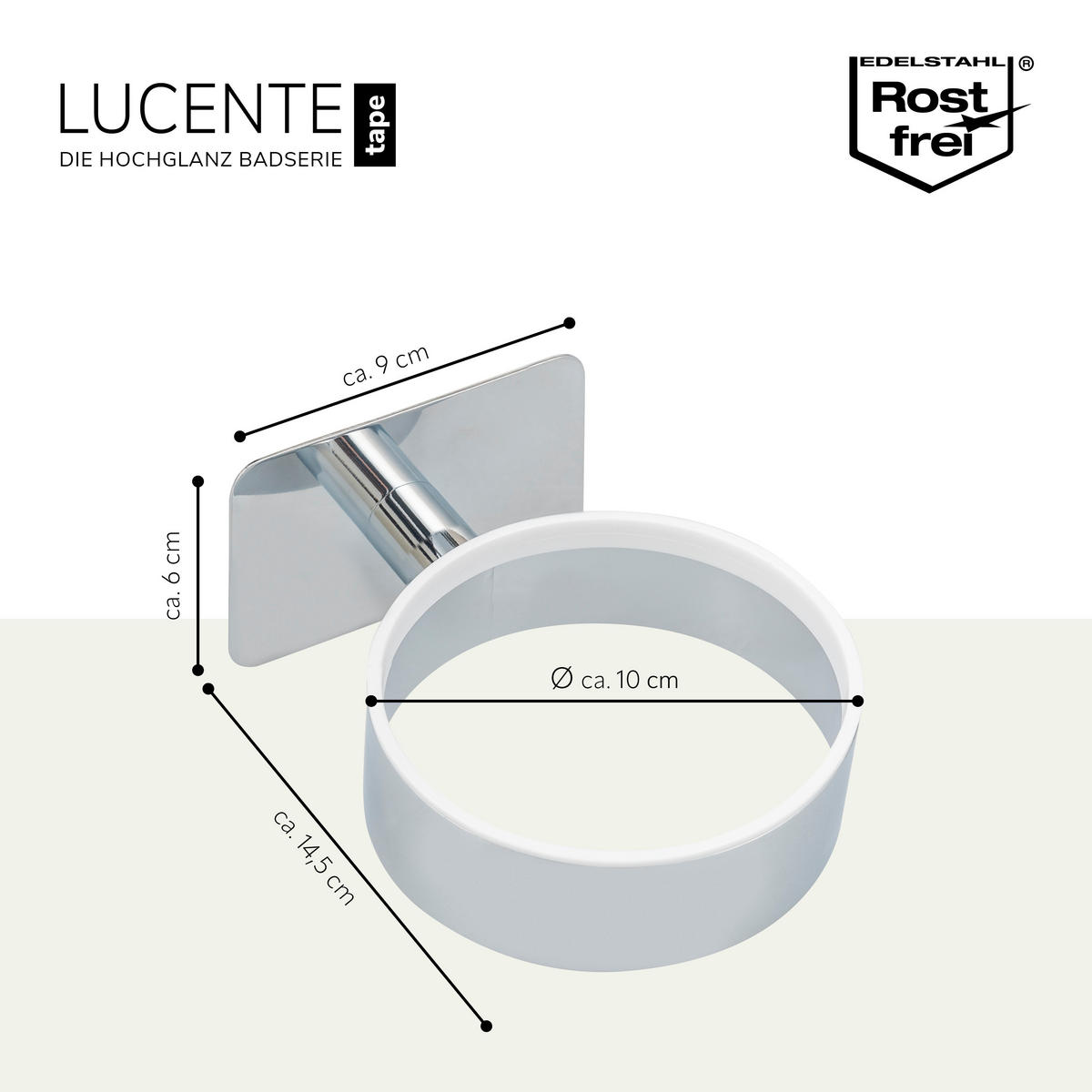 HAARTROCKNERHALTER LUCENTE TAPE, Edelst. - Chromfarben, Metall (10/6/14.5cm) - bremermann