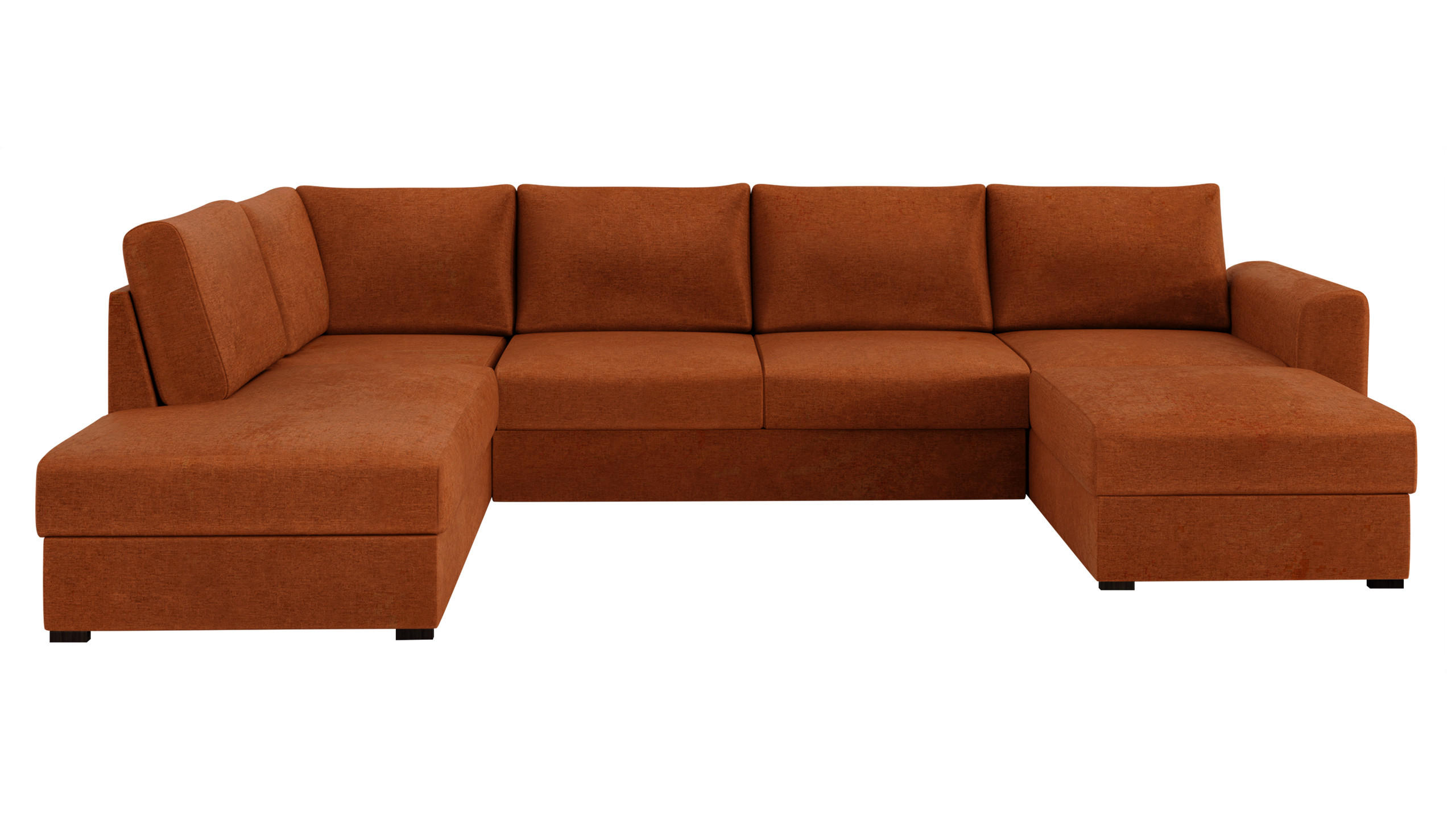 WOHNLANDSCHAFT Wilma, Seite: Links - Schwarz/Orange, Holz/Textil (305/85/188cm) - MIRJAN24