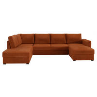 WOHNLANDSCHAFT Wilma, Seite: Links - Schwarz/Orange, Holz/Textil (305/85/188cm) - MIRJAN24