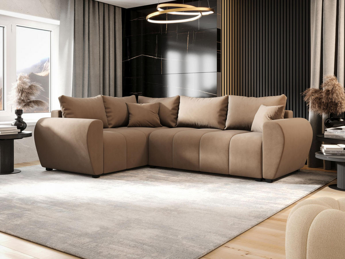 ECKSOFA MOLISA L PLUS Itaka 48 Links mit Schlaffunktion - Braun, Textil (235/175cm) - Bedante