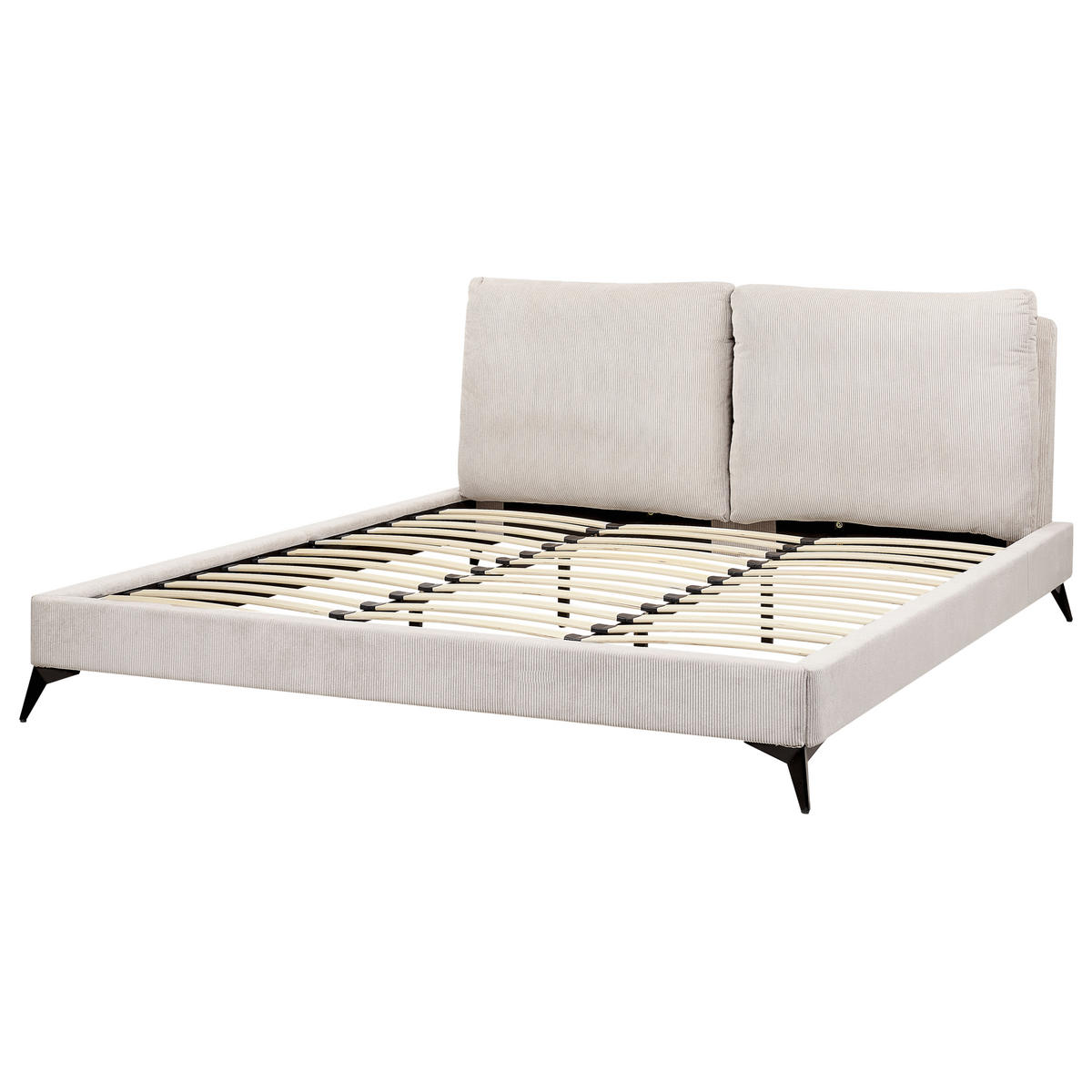 POLSTERBETT 180/200cm Helles Beige Melle - Beige, Naturmaterialien/Textil (180/200cm) - Beliani