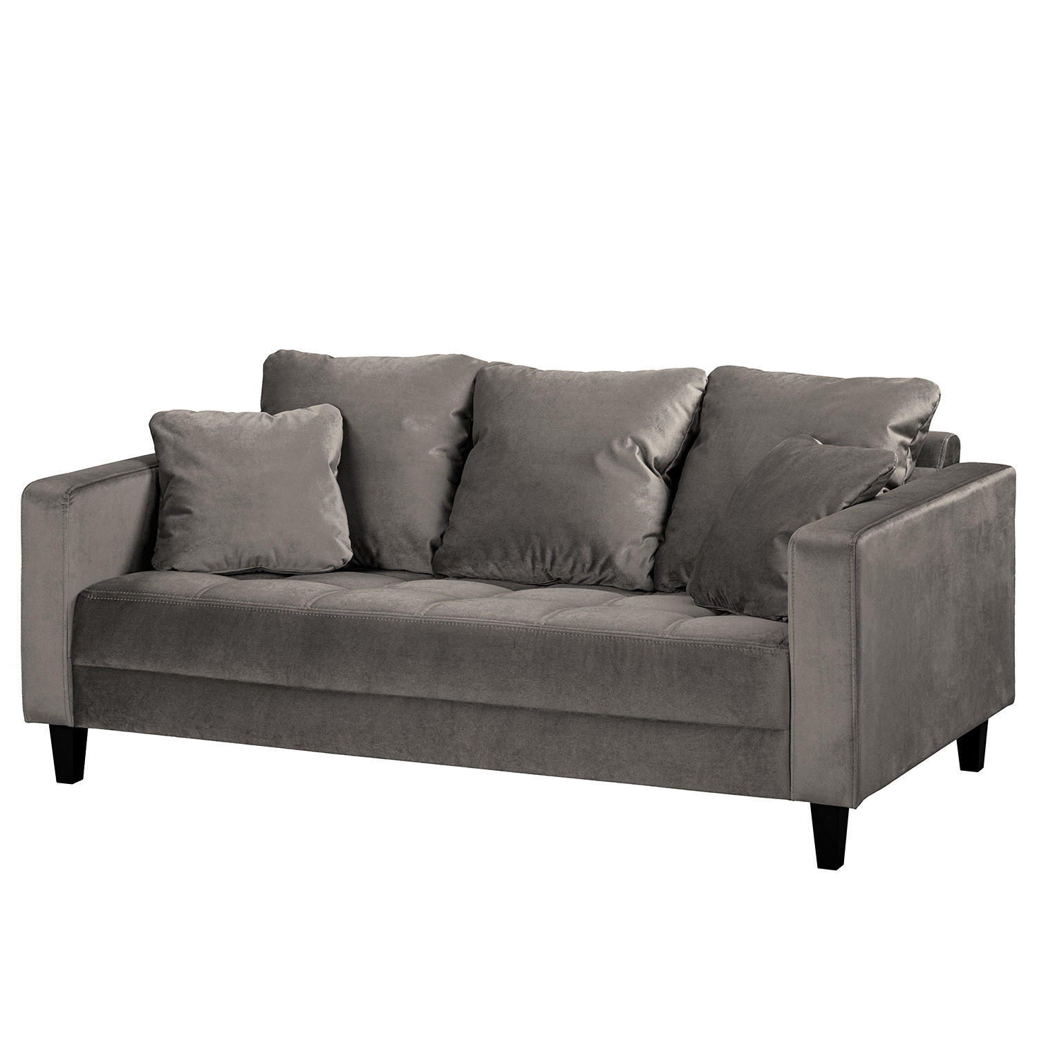2-SITZER SOFA - Samt - Grau, Textil (178/85/90cm) - home24