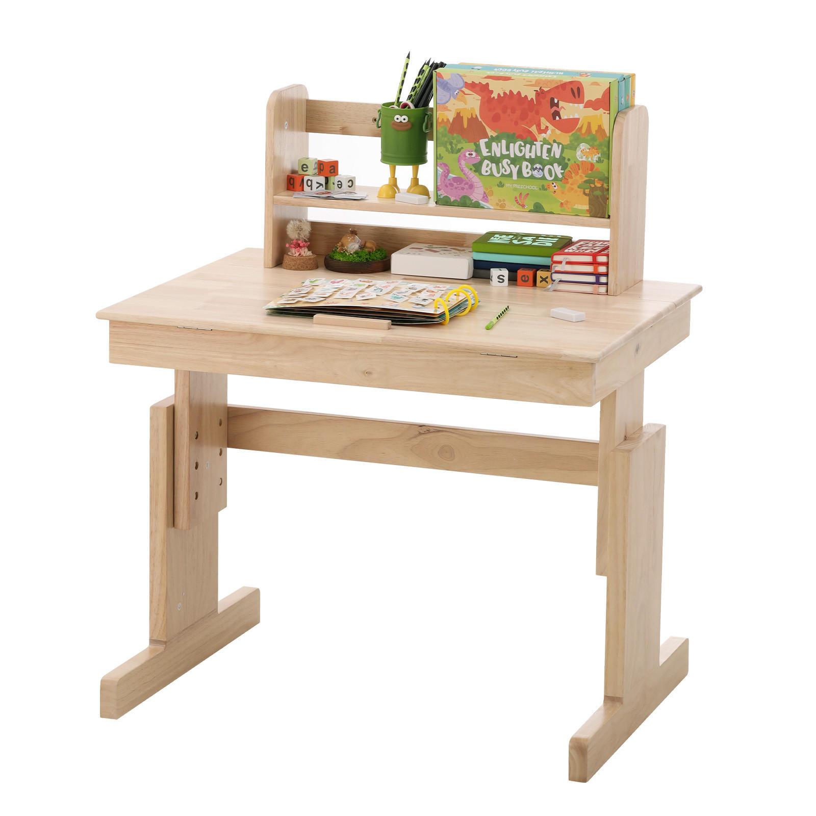 SCHREIBTISCH Natur 80/94/80 cm höhenverstellbar mit klappbarer Tischplatte - Naturfarben, Holz (80/94/80cm) - PANGIVO