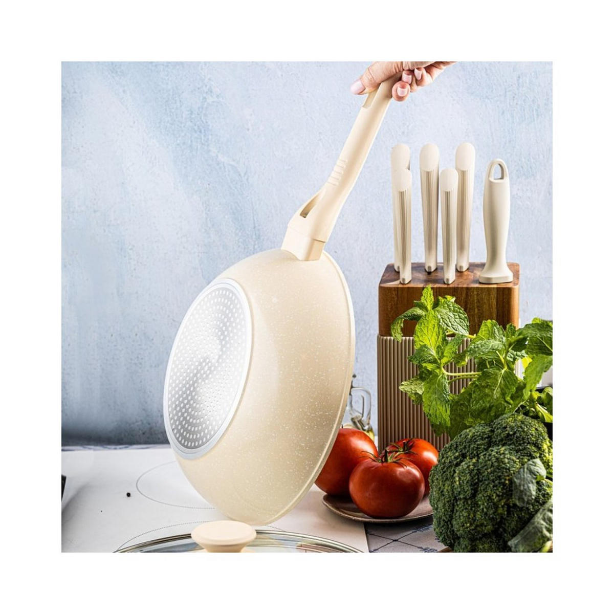 WOK Creme 28/28/8 cm 64479 - Creme, Metall (28cm) - Klausberg 