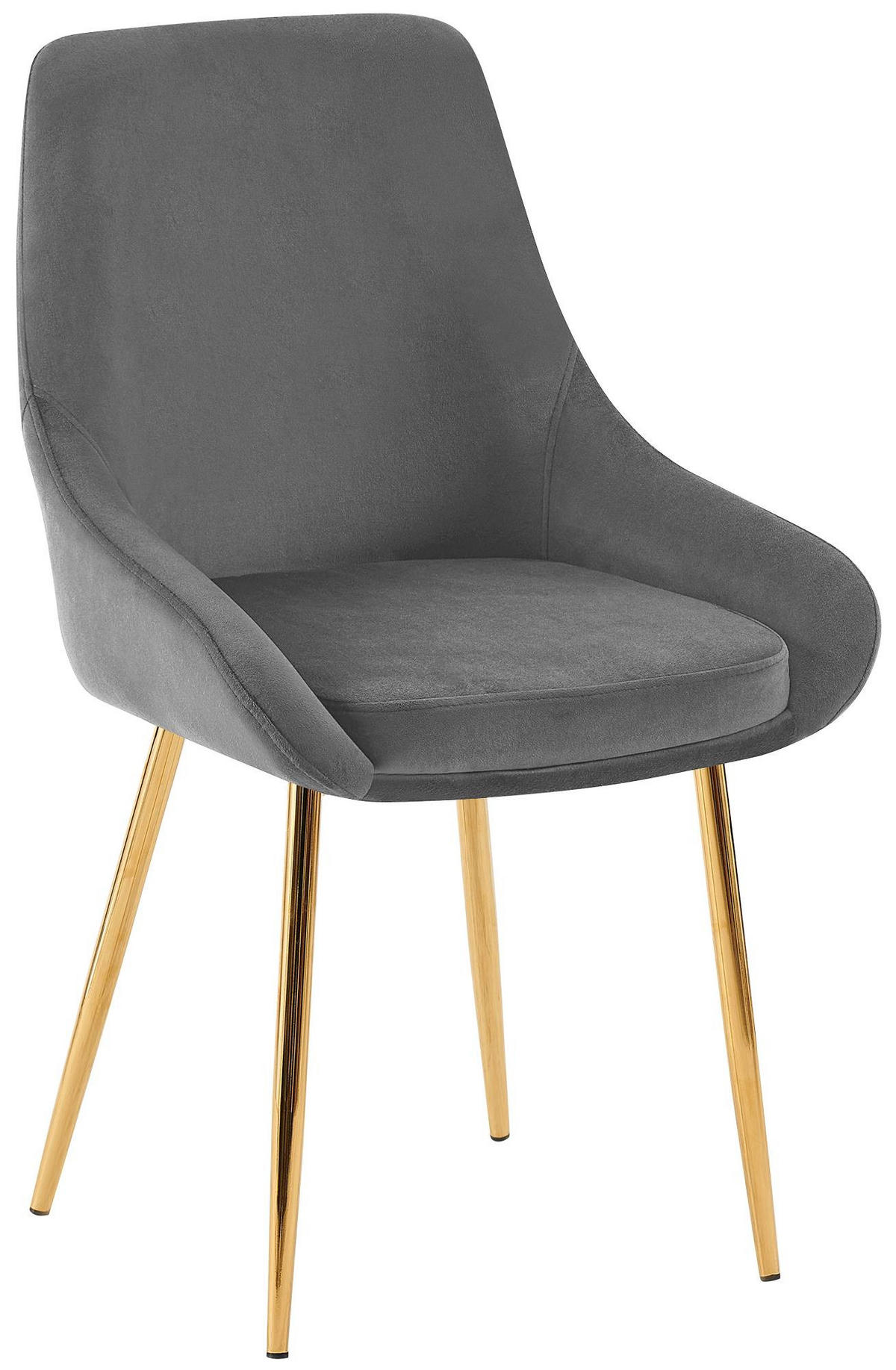 STUHL Samt Dunkelgrau - Dunkelgrau/Goldfarben, Textil (50/86/53cm) - CLP