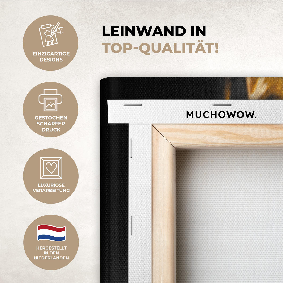 LEINWANDBILD Frau - Schwarz - Gold - Gesicht - Lippen Wohnzimmer Groß 120x80 cm - Goldfarben, Textil (120/80cm) - MuchoWow