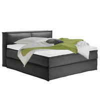 BOXSPRINGBETT mit Kopfteil - Premium - Anthrazit, Textil (180/200cm) - home24