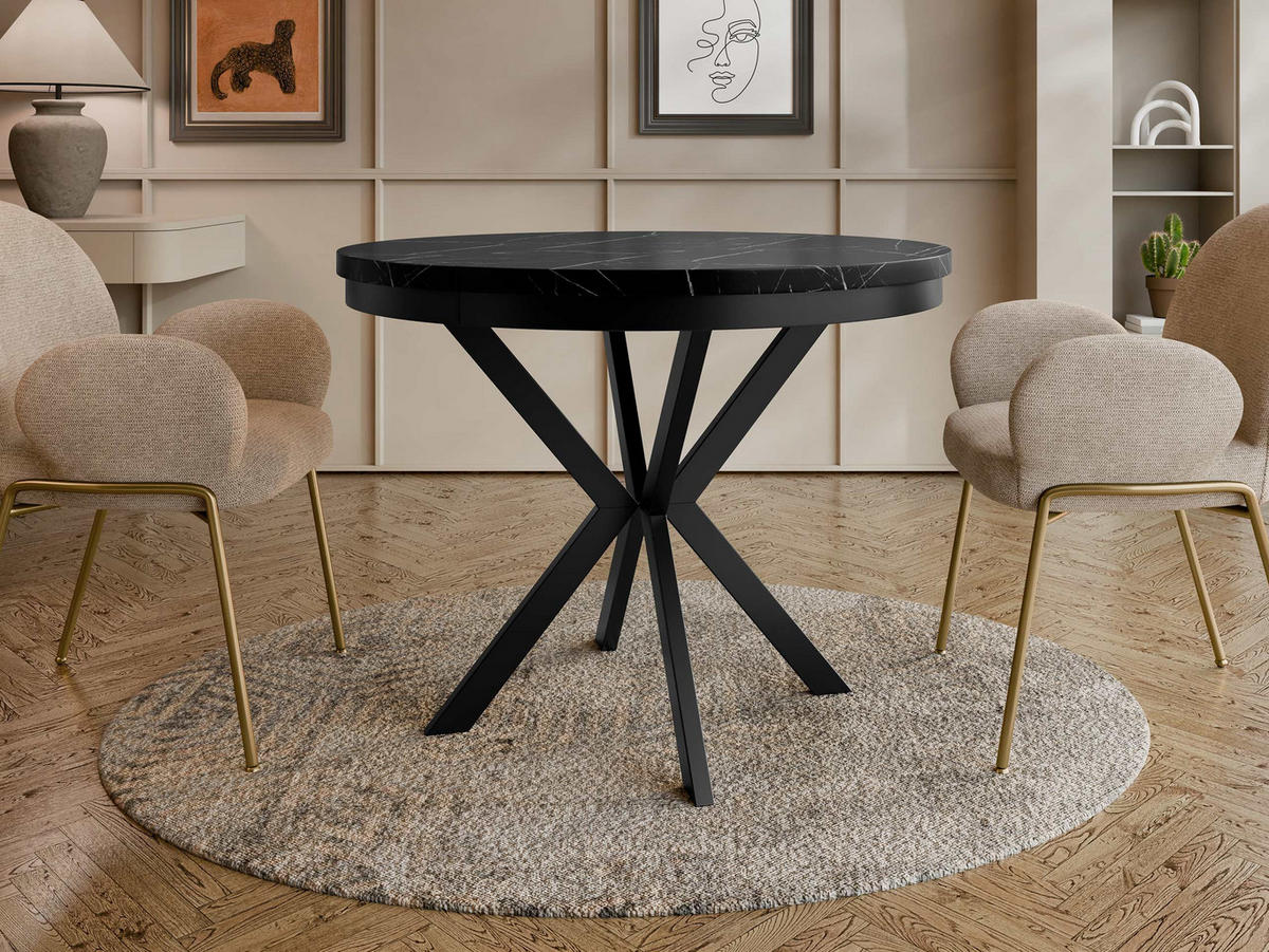 ESSTISCH ausziehbar Edder 120 - Schwarz, Holzwerkstoff/Metall (120/120/76cm) - MIRJAN24