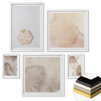 WANDBILDER 5er-Set - 50x50 cm & 20x30 cm & 40x60 cm Weißer Rahmen - Designabstraktion, Naturinspiration - Weiß, Kunststoff (40/60cm) - ArtPrintCave