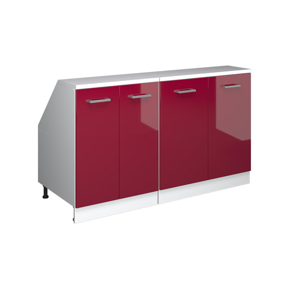 Vicco KUCHYŇSKÁ SKŘÍŇKA POD ŠIKMOU STŘECHU R-Line Červená vysoký lesk 140 cm Sada 2 korpusů skříně hloubka 60 cm