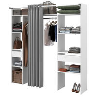 KLEIDERSCHRANK weiß, grau, Mehrzweckschrank 198 cm mit Vorhang - Weiß/Grau, Holzwerkstoff/Textil (198/203/40cm) - Parisot Meuble