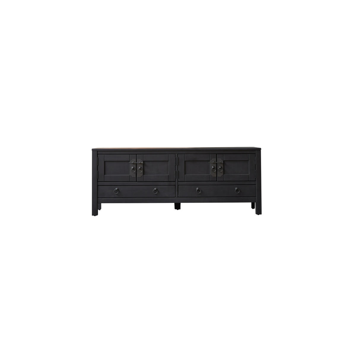 TV-SCHRANK Thaki Black Schwarz aus Pinie - Schwarz, Holz (140/55/40cm) - Tikamoon