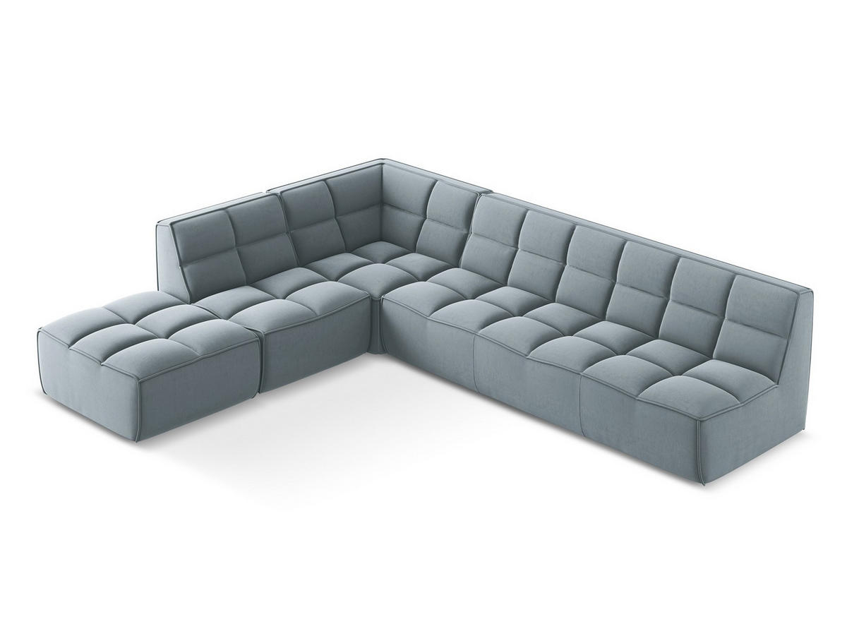 ECKSOFA Beidseitig Samt Stoff Blau - Blau/Schwarz, Kunststoff/Textil (308/258cm) - Makamii