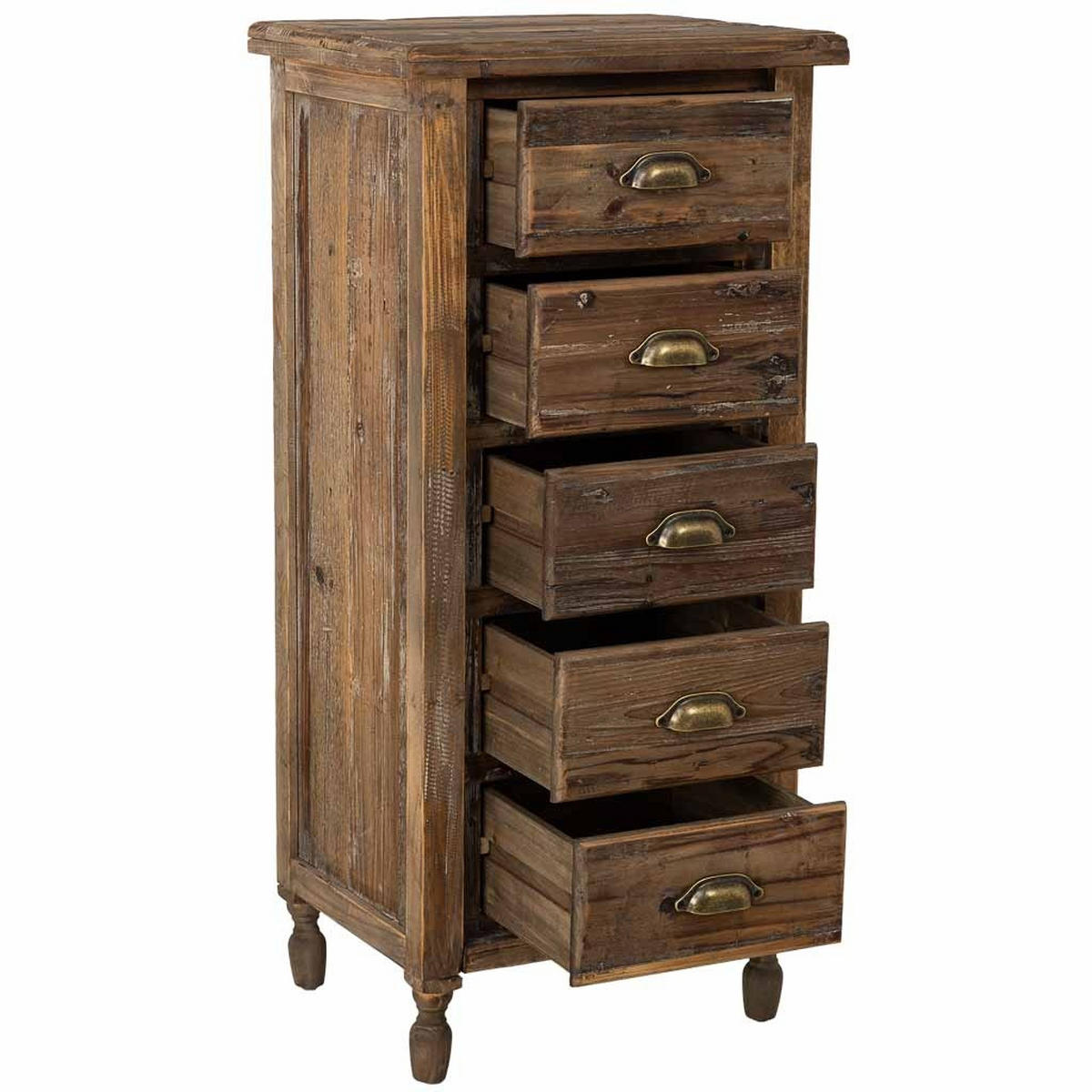HOLZKOMMODE mit 5 schubladen 48x38x102 cm - Braun, Holz (48/102/38cm) - Wanderlust