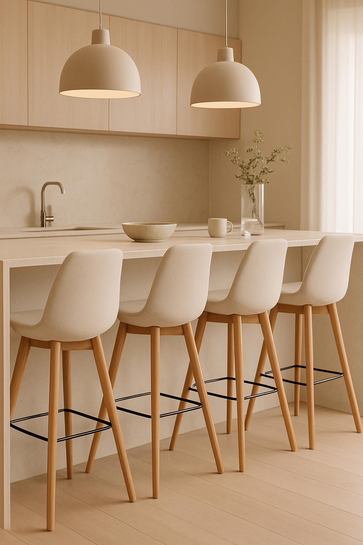 BARHOCKER 2er Set Meta Stoff natura creme - Creme, Holz/Textil (48/112/56cm) - TPFLiving