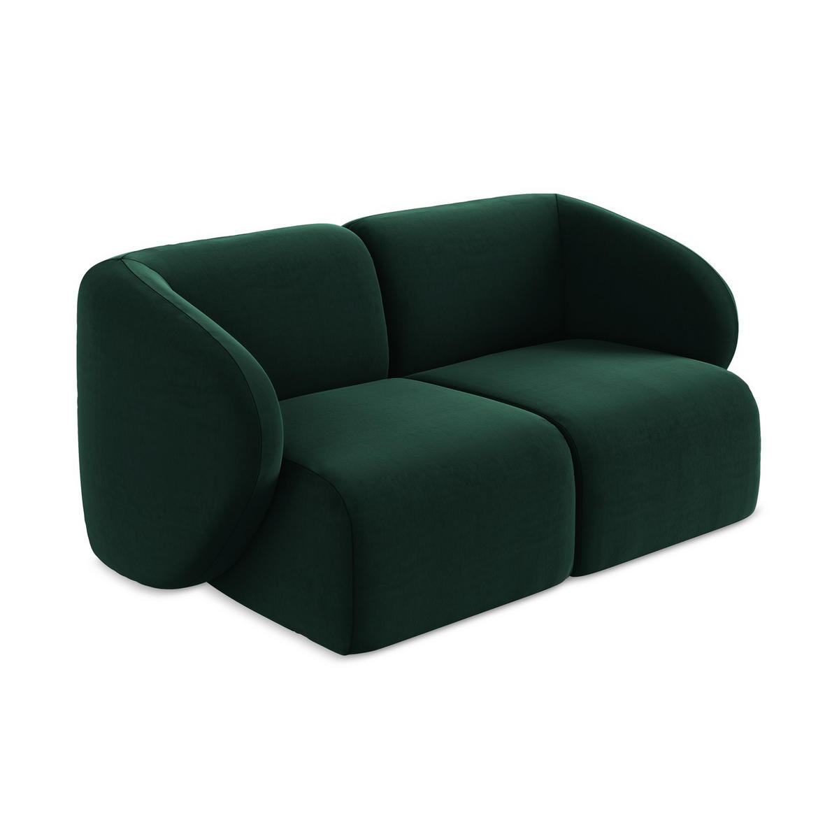 2-SITZER-SOFA Samt Stoff Grün - Dunkelgrün/Schwarz, Holzwerkstoff/Kunststoff (174/75/94cm) - LaMiaSofa