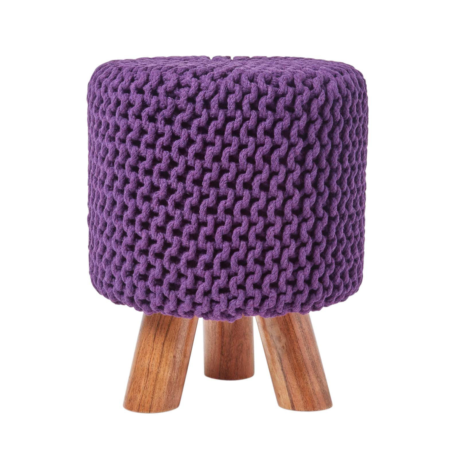 STRICK-HOCKER weinrot, Dreibein 32/32/42 cm - Weinrot, Textil (32/42/32cm) - Homescapes