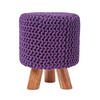 STRICK-HOCKER weinrot, Dreibein 32/32/42 cm - Weinrot, Textil (32/42/32cm) - Homescapes