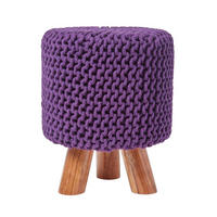 STRICK-HOCKER weinrot, Dreibein 32/32/42 cm - Weinrot, Textil (32/42/32cm) - Homescapes