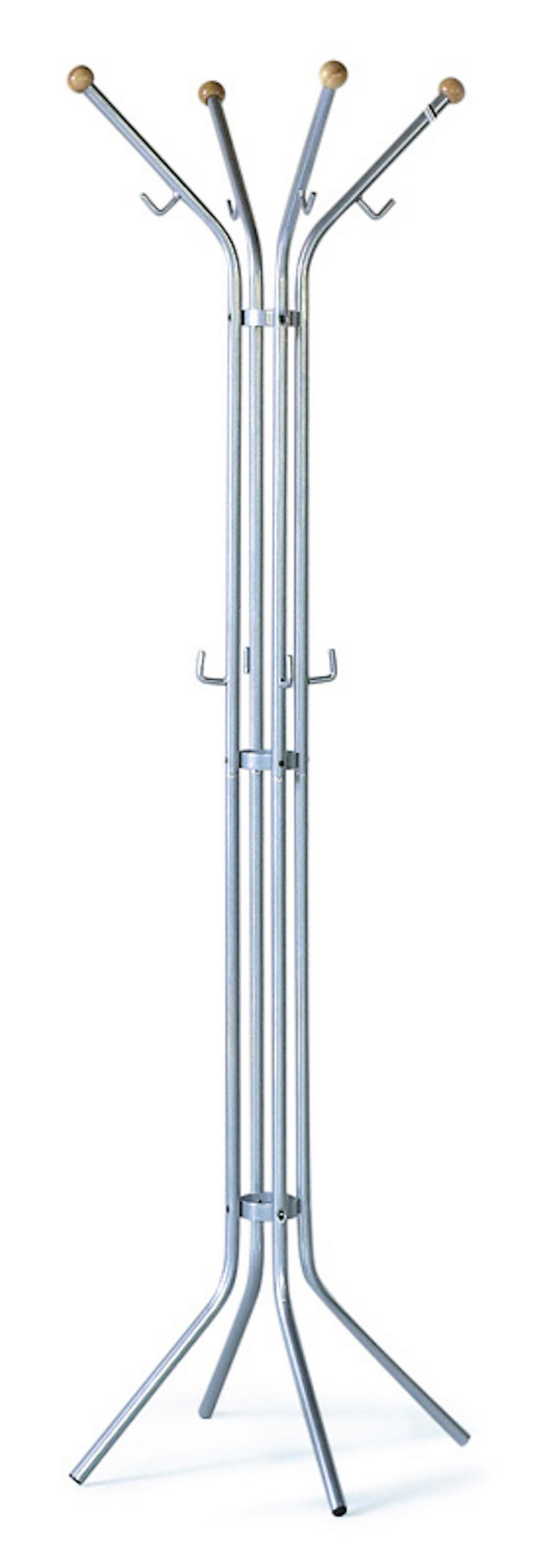 GARDEROBE Aus Metall Mit Holzknöpfen Höhe 175 cm Grau - Grau, Metall (58/175/58cm) - PROREGAL