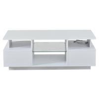 COUCHTISCH 100/50/36 cm Weiß aus Spanplatte mit LED-Beleuchtung und 2 Schubladen - Weiß, Holzwerkstoff (100/50/36cm) - OKWISH