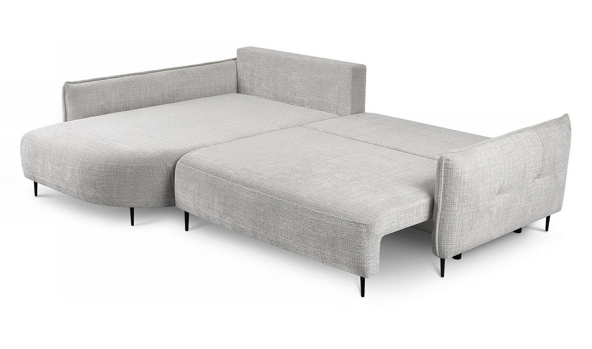 ECKSOFA Oblivio Hellgrau Chenille - Hellgrau/Schwarz, Textil/Metall (285/200cm) - Selsey