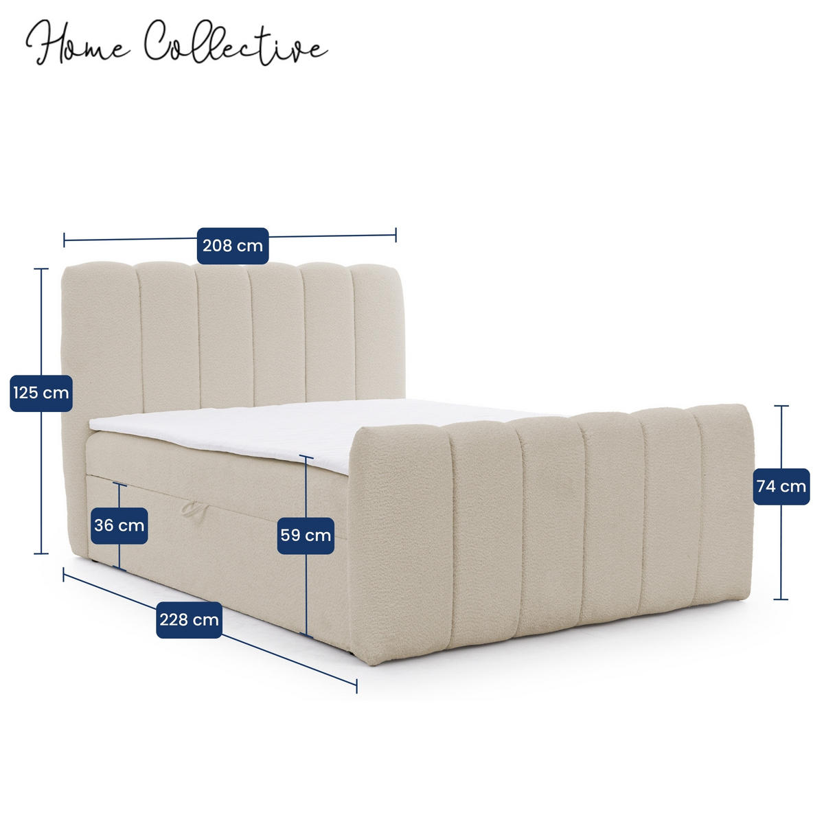 BOXBETT mit Topper und Stauraum 200x200 cm in Beige - Beige, Textil (200/200cm) - Home Collective