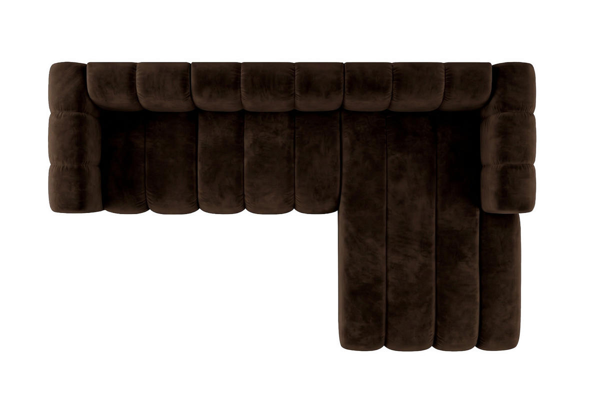 ECKSOFA Modulares In L-Form, Velvet-Stoff Riviera, Schokolade, Rechts, GRAND 287 cm - Braun, Holz (287/179cm) - Kaiser Möbel