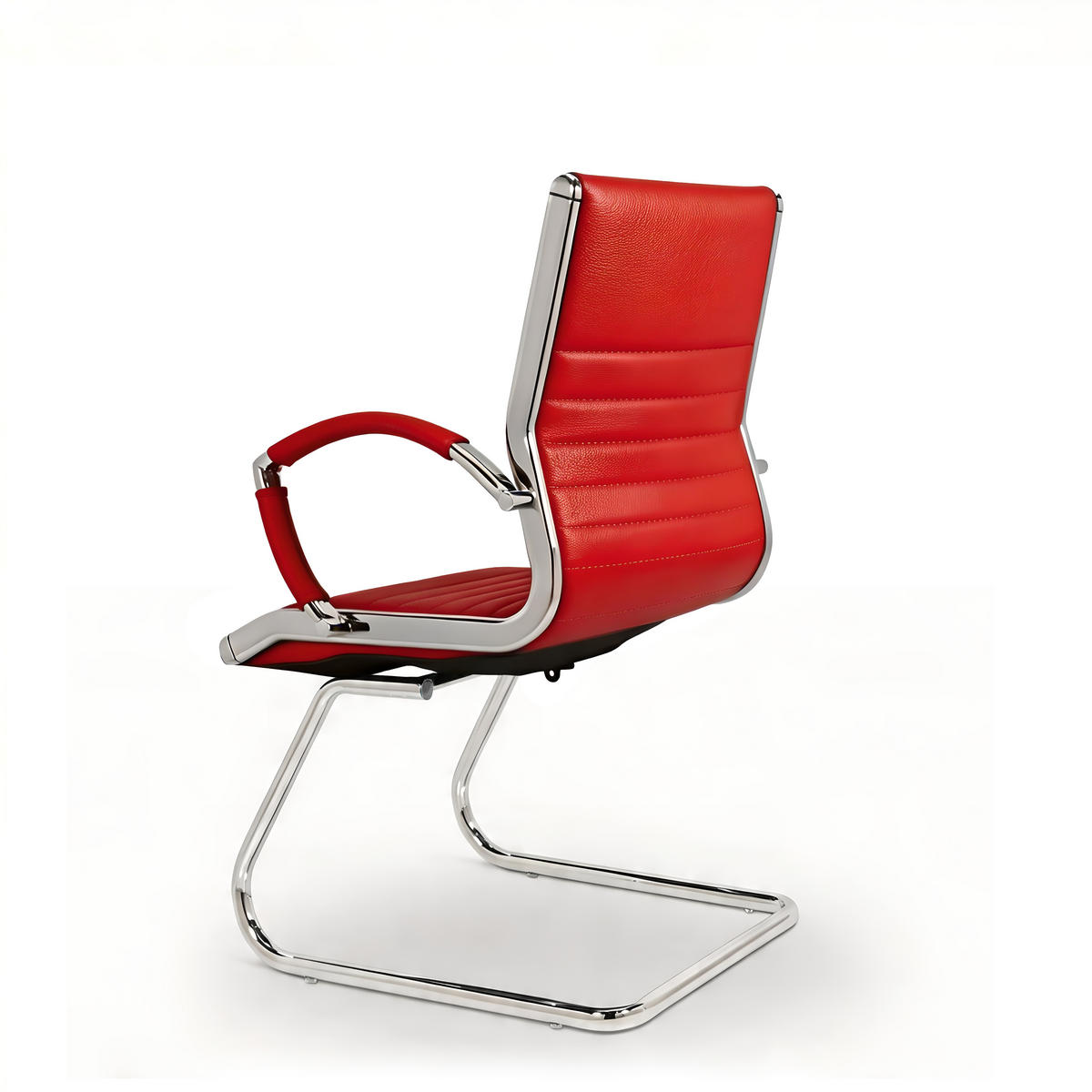 BESUCHERSTUHL Montreal Echtleder Rot – ergonomisch, 150 kg belastbar - Rot, Leder/Metall (60/95/60cm) - Versee