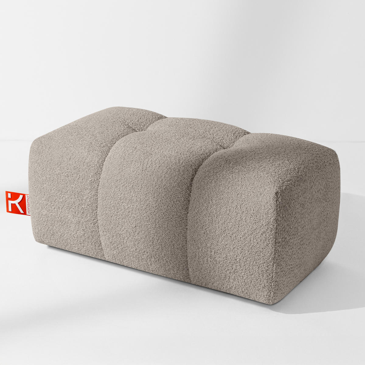 POUF RAVIA, Bouclé, Grau - Grau, Holz/Textil (96/45/50cm) - KONSIMO®