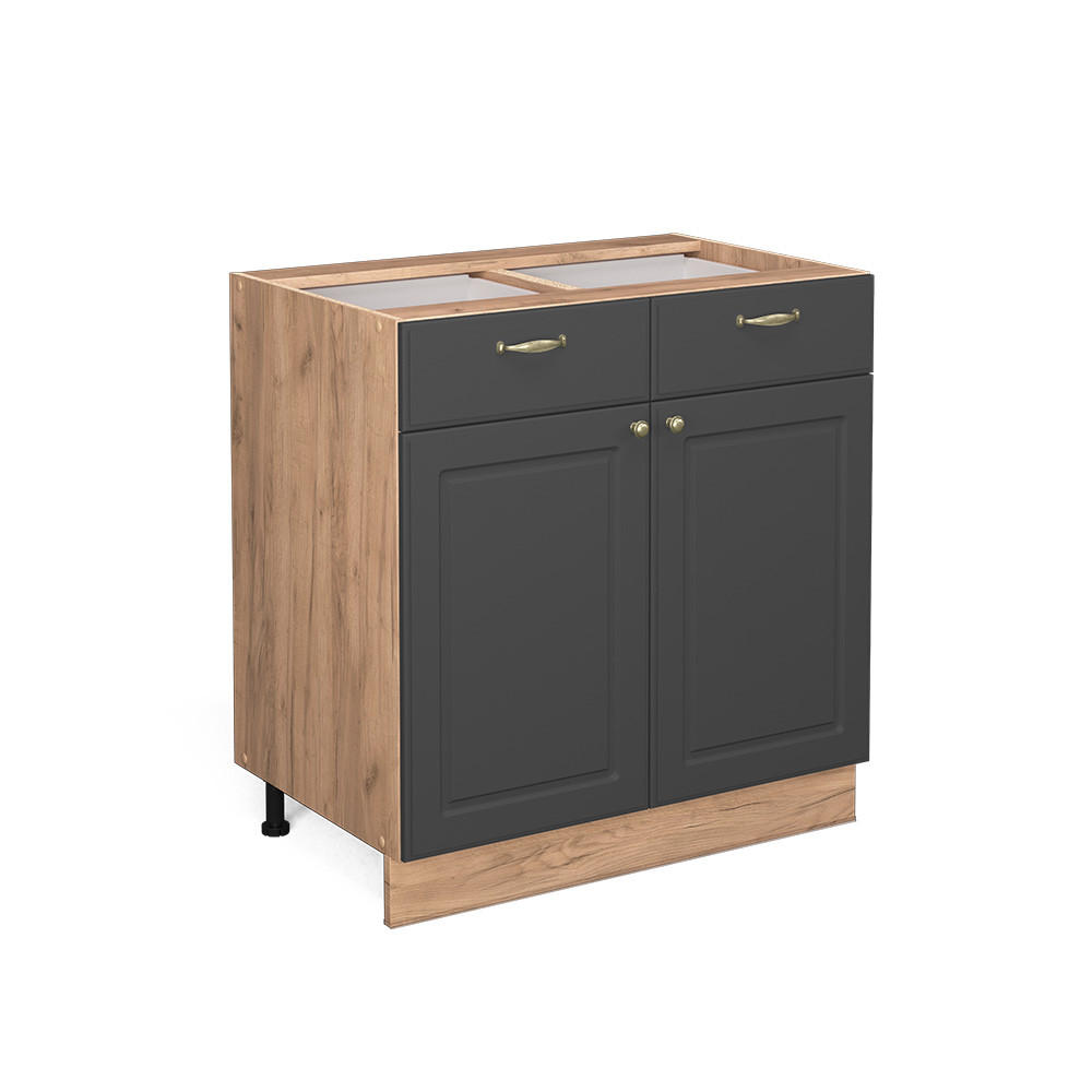 KÜCHENUNTERSCHRANK Fame-Line Anthrazit-Gold 80 cm ohne AP - Honigeiche/Anthrazit, Holzwerkstoff (80/82/51.6cm) - Vicco