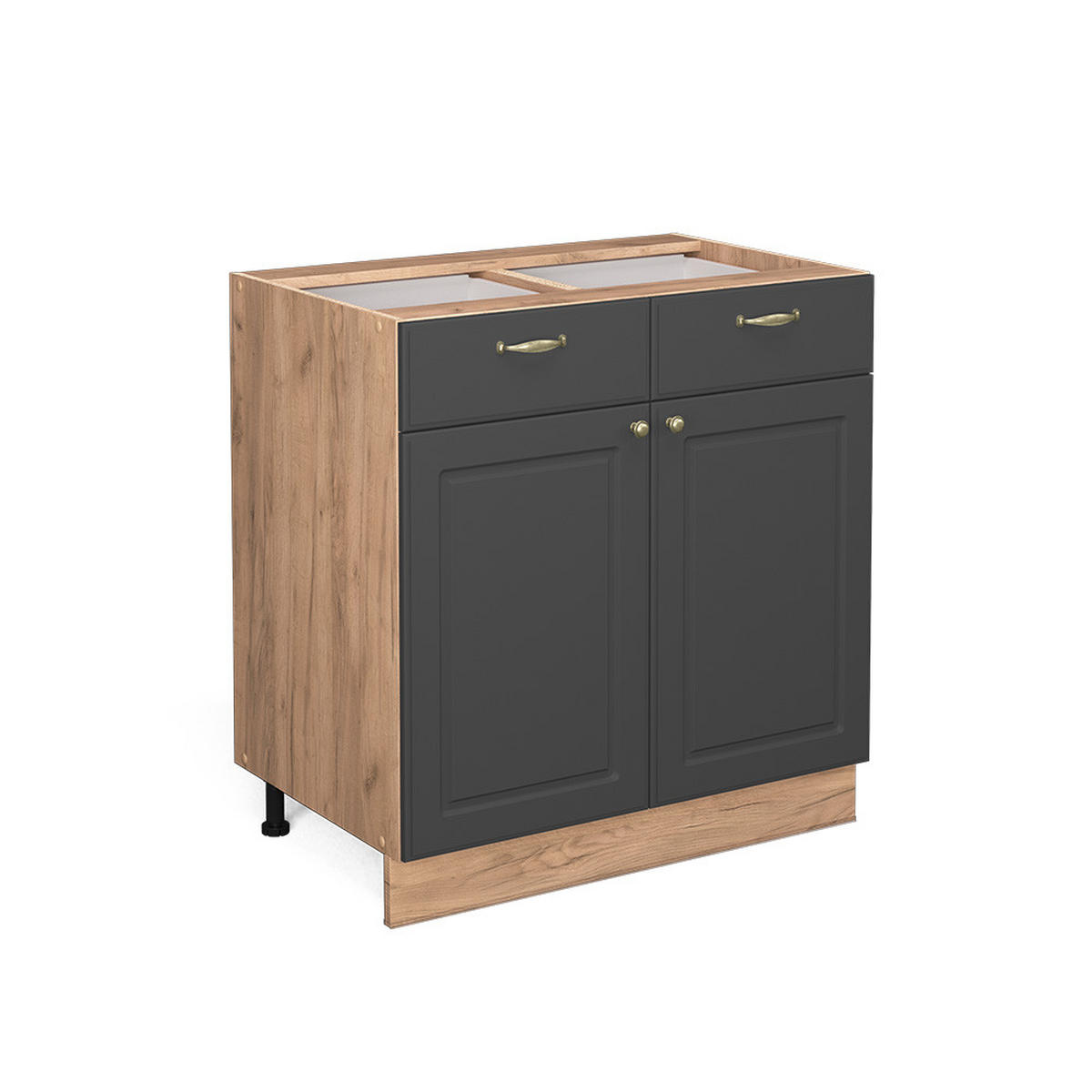 KÜCHENUNTERSCHRANK Fame-Line Anthrazit-Gold 80 cm ohne AP - Anthrazit/Eiche Wotan, Holzwerkstoff (80/82/51.6cm) - Vicco