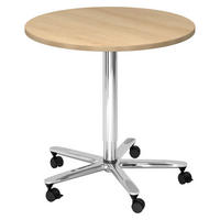SÄULENHUBTISCH rund ST 80/80/74 cm in Eichefarben/chrom - Chromfarben/Eichefarben, Holzwerkstoff (80/80/74cm) - bümö
