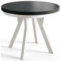 ESSZIMMERTISCH EVO, ausziehbarer Tisch 100 cm bis 200 cm, Farbe: Schwarz, mit Holzbeinen in Farbe Weiß - Schwarz/Weiß, Holzwerkstoff (100/100/77cm) - Alpi-Möbel