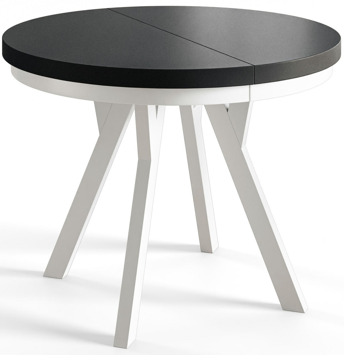 ESSZIMMERTISCH EVO, ausziehbarer Tisch 100 cm bis 200 cm, Farbe: Schwarz, mit Holzbeinen in Farbe Weiß - Schwarz/Weiß, Holzwerkstoff (100/100/77cm) - Alpi-Möbel
