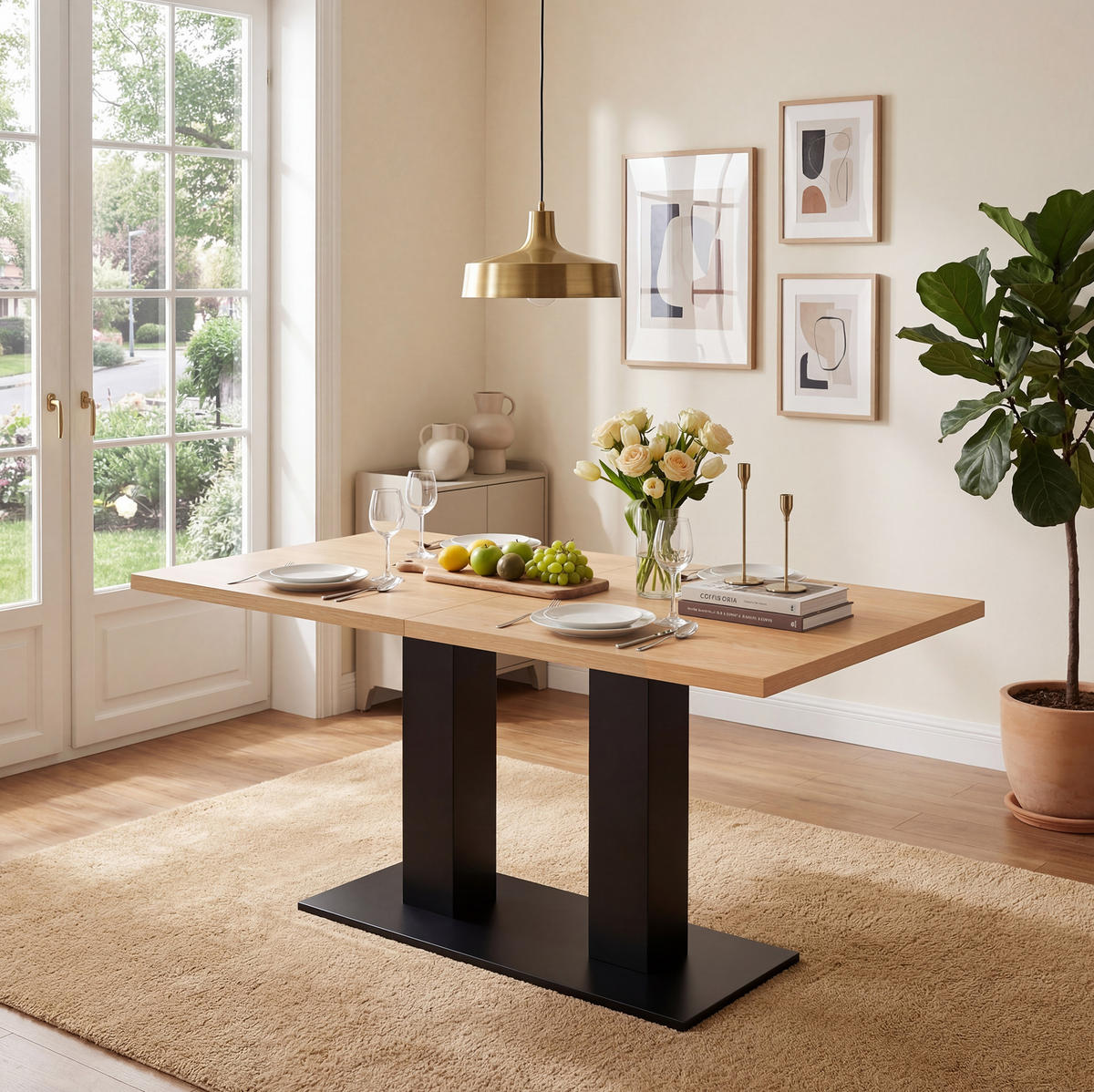 ESSTISCH aus MDF 140/180x70 cm Natur mit Ausziehfunktion und 30 mm starker Tischplatte - Weiß, Holzwerkstoff (180/70/75cm) - Modfu