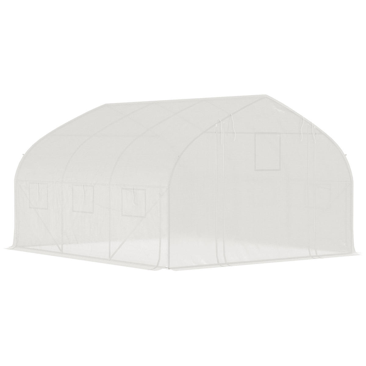 GEWÄCHSHAUS DE-11988 10,4 m² mit Tür & 7 Fenstern Weiß - Weiß, Kunststoff (300/200/347cm) - ComfortXL