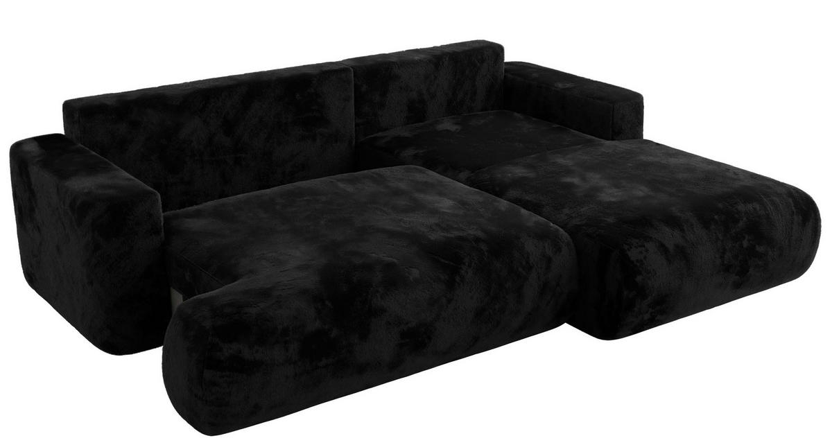 ECKSOFA OVO L Schwarz Plüsch - Rechts Seite - Schwarz, Kunststoff/Textil (195/271cm) - MKS