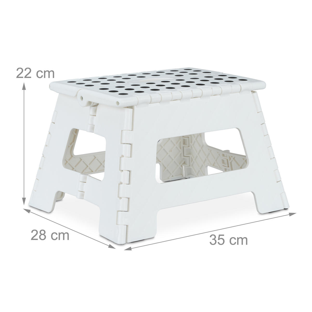 KLAPPHOCKER - Weiß, Kunststoff/Textil (35/22/28cm) - Relaxdays