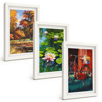 BILDER SET 3er Set - 20x30 cm Weißer Rahmen - Herbstfarbene Lilienterrasse - Weiß, Kunststoff (20/30cm) - TULUP