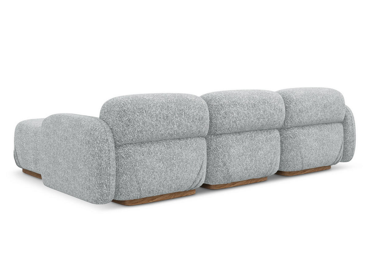 ECKSOFA Beidseitig Strukturstoff Stoff Grau - Silberfarben/Braun, Holz/Textil (270/190cm) - Makamii