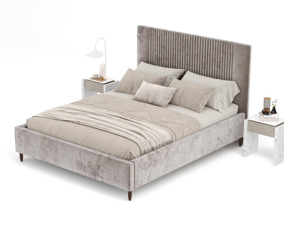 POLSTERBETT Etero Beige 140/200 cm im Chenille-Stoff - Wengefarben/Beige, Holz/Holzwerkstoff (140/200cm) - Maison de Reve
