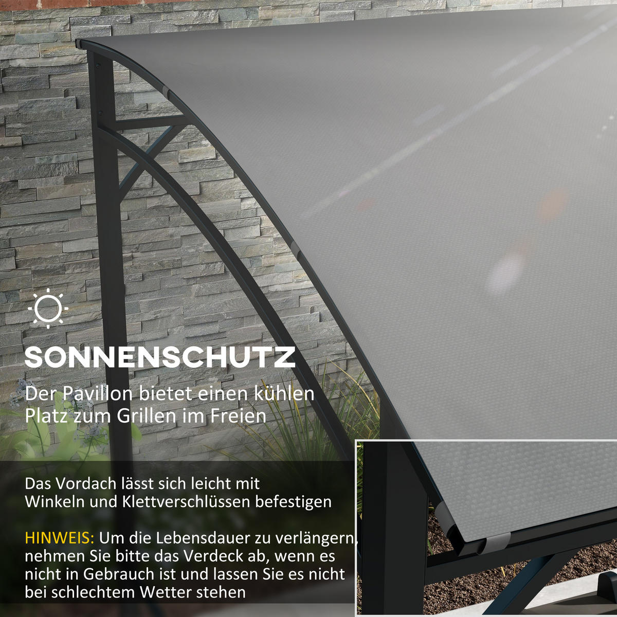 GRILLPAVILLON 215 x 150 x 220 cm - Dunkelgrau, Metall (150/220/215cm) - Outsunny