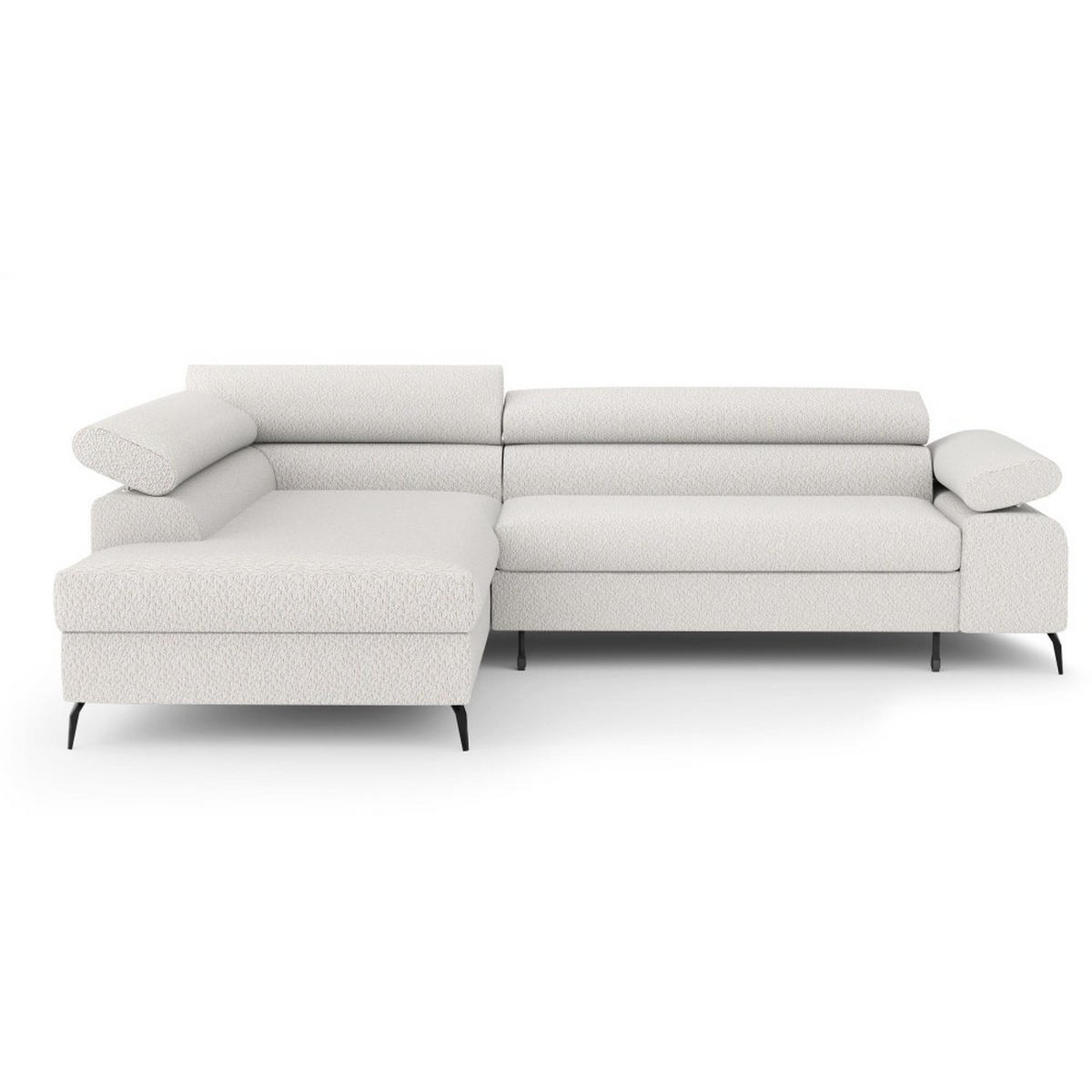 ECKSCHLAFSOFA Mellow mit Bettkasten, Beige, links - Beige/Schwarz, Textil (270/205cm) - Beautysofa