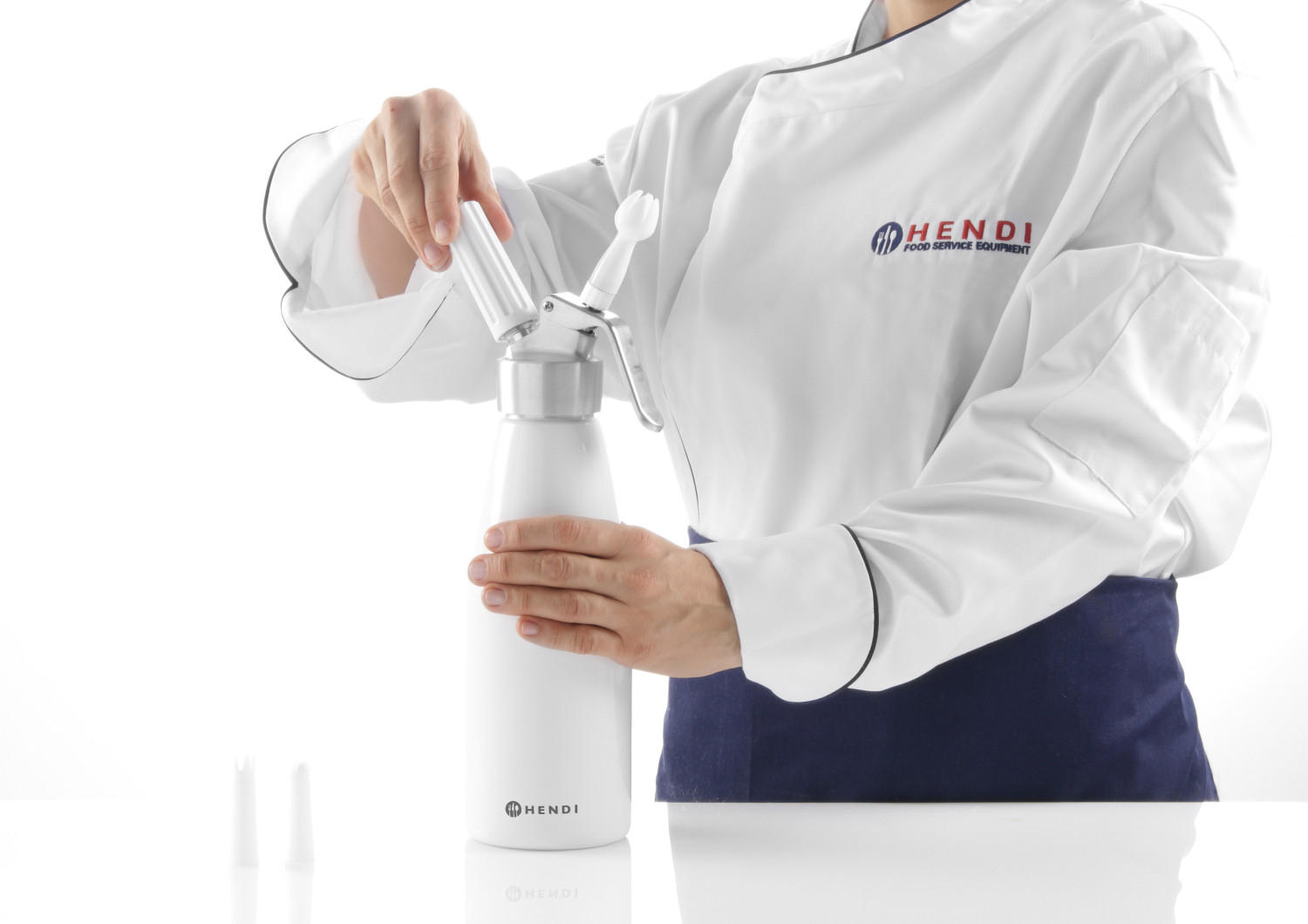SCHLAGSAHNE-ZERSTÄUBER Sahnespender Weiß 500 ml - Weiß, Metall (26cm) - Hendi
