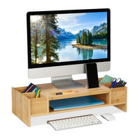 MONITORSTÄNDER Natur Bambus mit Fächern 62,5x28 cm - Hellbraun, Holz (28/62.5/15.5cm) - Relaxdays