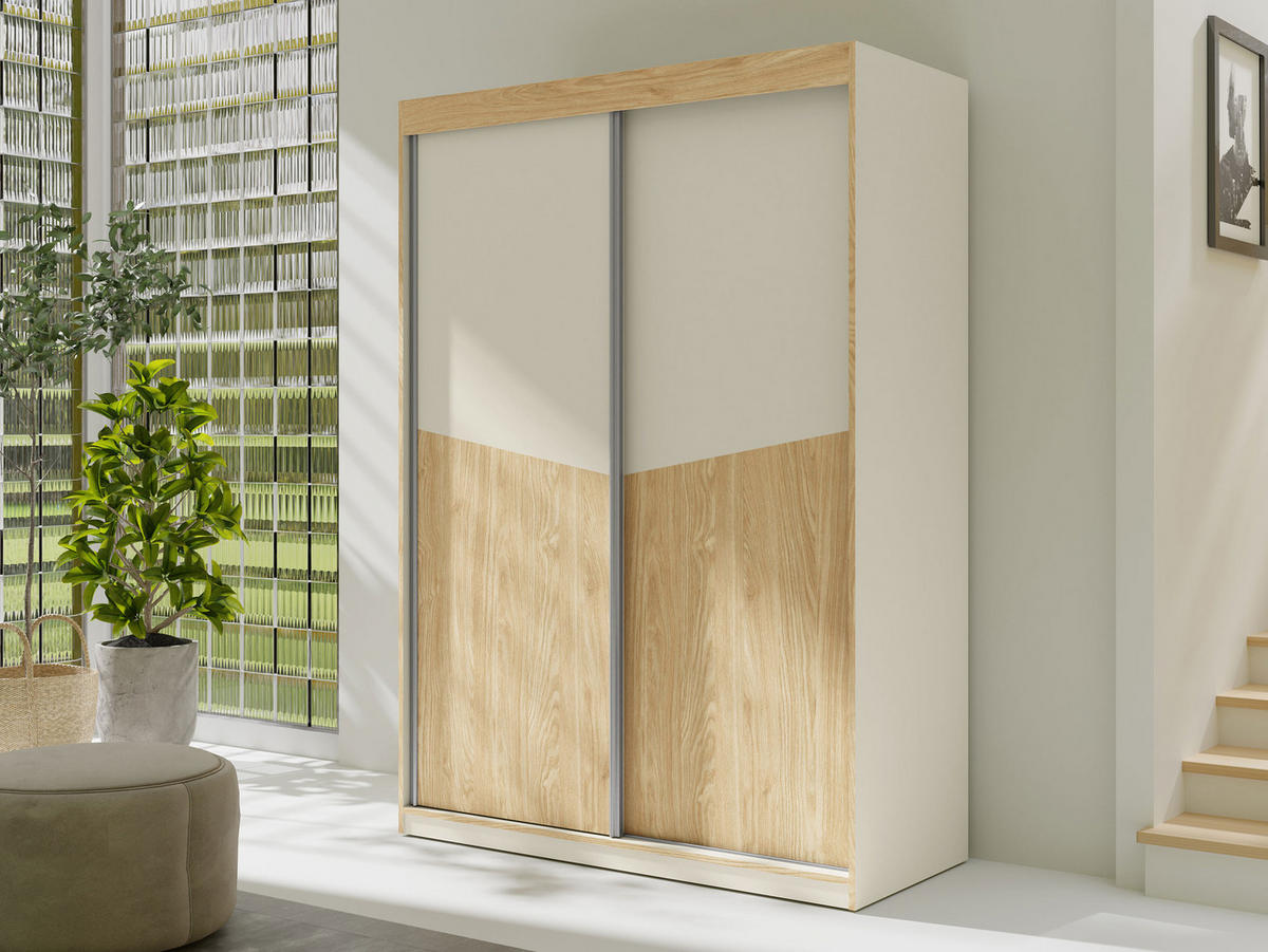 SCHIEBETÜRENSCHRANK Aston 02 - Eichefarben/Beige, Holzwerkstoff (150/215/65cm) - MIRJAN24